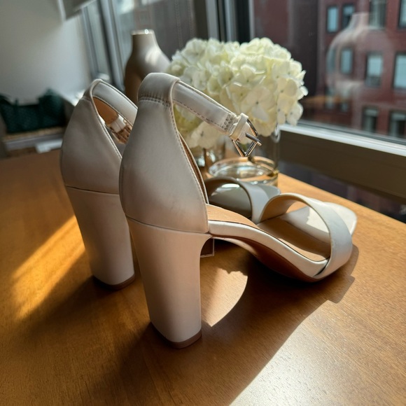 Naturalizer Joy Ankle Strap Sandal- Pearl White Satin - Picture 3 of 10